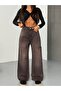 Dark Brown Wide Leg High Waist Denim Pants