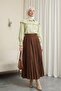 Elastic Waist Skirt - Brown - 4