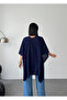 Women's Navy Blue Front Detailed Poncho Cardigan - 6