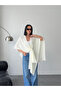 Women's Ecru Front Detailed Poncho Cardigan - 3