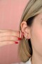 Women's Yellow Steel Double Look Stone Hoop Earrings