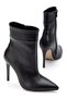 S-2008 Black Zippered Pointed Toe Thin Heel Daily Women's Boots - 4