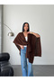 Women's Brown Front Detailed Poncho Cardigan - 3