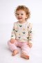 Baby Girl Floral Patterned Lace Sleeve Detailed Top and Bottom Set - 2-Piece Seasonal 3-6-9-12 Months