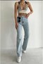 Ice Snow Wash High Waist Casual Women's Tube Leg Denim Palazzo Pants - 4