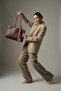 Ivora Knotted Handle Scarf Detailed Rectangular Tote Shoulder Bag Bitter Brown-Tan - 7