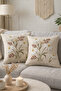 Double Daisy-Decorated Modern Tufting Punch Embroidered Linen-Blend Cushion Cover Living Room Decor (45x45 cm) - 2
