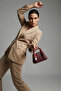 Coris Scarf Handle Mini Size Crossbody Bag Cream-Burgundy - 8