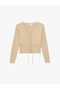 Long-Sleeved Buttoned V-Neck Knitwear Cardigan with Waist Tie Detail - 3
