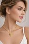 Yellow 316L Steel Women's Necklace with Zircon Stone Geometric Design - 3