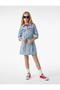 Long Sleeve Shirt Collar Pocket Belted Denim Dress - 3