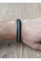 Black Gray Knitted Straw Leather Bracelet - 2