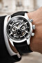 Leather Cord Steel Case Automatic Mechanism Men Wrist Watch Black Sddk104 - 3
