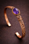 Women's Copper Bracelet Amethyst Stone Handcuff Bracelet