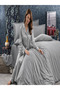 Cotton Satin Dark Gray Striped Hotel Series Double Duvet Cover Set with Elastic Fitted Sheet - 4