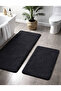 Plush Non-Slip Base Machine Washable 2-Piece Large XL Size Bathroom Mat Set (80X120 80X50) Anthracite