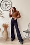 Black Lycra Super High Waist Loose Jean Trousers Wide Leg