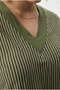V Neck Blouse – Ribbed Neckline and Cuffs, Relaxed Fit - 5
