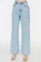 90's Blue Lycra Super High Waist Loose Jean Trousers - 6