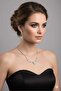 Women's Silver Color Model Waterway Zircon Stone Necklace Earring Set - 4