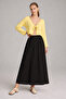 Women's Black Voile Fabric Crinkled Long Lined Crush Skirt - 2