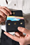 Genuine Black Leather Card Holder, Minimal Leather Wallet, Real Leather Card Holder Wallet, Single Snap Card Holder - 5