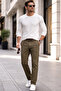 Men's Light Brown Lycra Canvas Trousers with Pockets Casual Chino Regular Cut