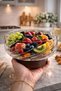 Borosilicate Glass Luxury Glass Bowl with Acacia Lid and Acacia Stand - Serving-Salad Bowl Wavy 20 - 2