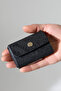 Genuine Leather Black Palm Card Holder, Real Leather Minimal Card Holder, Single Snap Wallet, Unisex - 8