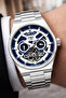 Steel Cord Steel Case Automatic Mechanism Men's Wristwatch Silver-Blue Sddk105