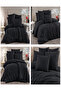 Ranforce 100% Cotton Solid Color Black Elastic Sheet and 4 Pillows Double Duvet Cover Set - 3