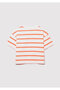 Logo Printed Orange Striped Crop T-Shirt Loose Fit / Relaxed Fit 7610182-89310 - 3