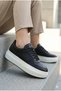Women's Leather Casual Sports Shoes Black - 2