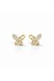 Gold Color Zircon Stone Butterfly Steel Earrings