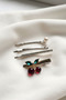 3 Pieces of Cherry Clip with Stone and Pearl, 5.5 Cm. - 2