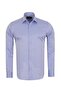 Men's Blue Cotton Diagonal Fabric Bias Striped Slim and Regular Fit Long Sleeve Shirt