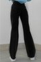 Black Lycra Super High Waist Loose Jeans Palazzo Trousers. (SUPER HIGH) Wide Leg - 5