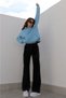 Black Lycra Super High Waist Loose Jeans Palazzo Trousers. (SUPER HIGH) Wide Leg