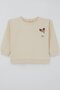 Girl's Sweatshirt Happy Cloud & Cute Chick with Accessory Detail, Ages 2-6, Cream - 4