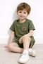 Girl-Boy's Twill Shorts Set of 2 with Pockets and Embroidery Detail - 2