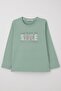 Boy's Long Sleeve T-Shirt Text Printed 6-12 Years, Water Green - 4