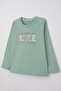 Boy's Long Sleeve T-Shirt Text Printed 6-12 Years, Water Green - 6