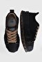 Genuine Leather Lace-Up Comfortable High Sole Women's Sneaker Shoes Black - 7