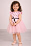Heart Patterned Tulle Girl's Pink Summer Dress - 3