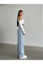 - Ice Snow Stretch Fabric Super High-Waist Relaxed Jeans Palazzo Pants. (SUPER HIGH) Wide Leg - 4