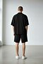 Men's Black Short Sleeve Shirt Shorts Wrap Suit - 3
