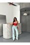 Light Blue High Waist Straight Cut Jeans - 2