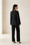 Black Cape Detailed V-Neck Jacket Full-Fit Pants Suit - 4