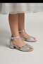 Girl's Heeled Butterfly Silvery Evening Shoes - 2