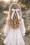 Girl's White Velvet Bow Clip Buckle - Set of 2 - 2
